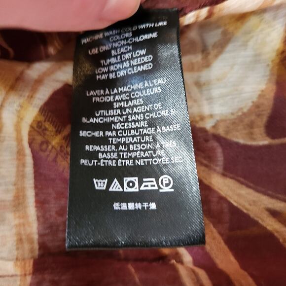 Urban Outfitters Misty Marble Tie-Front Blouse Long Sleeve Brown Tan Size XS NWT - Picture 12 of 13